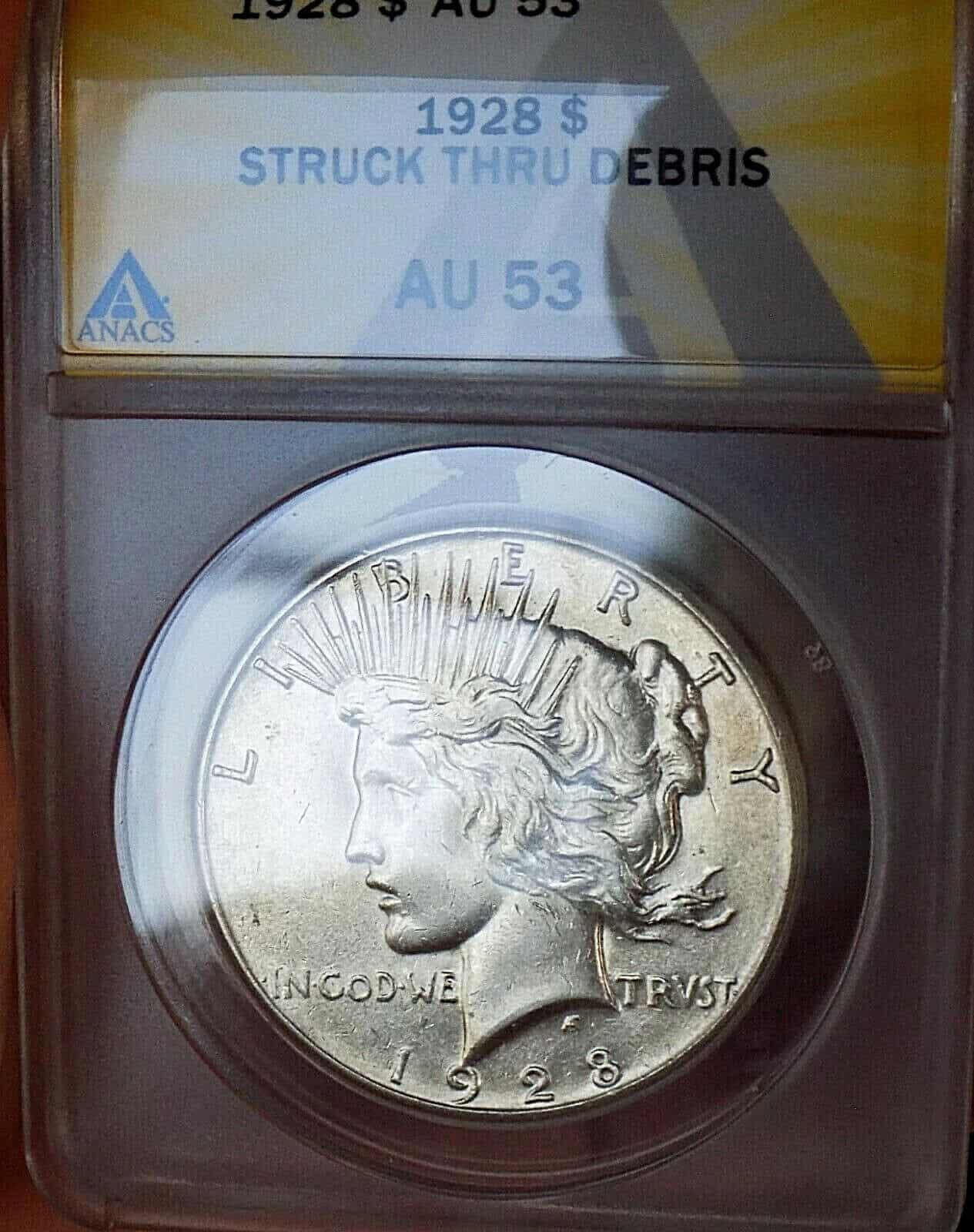 1928 Silver Dollar Strike-Through Error