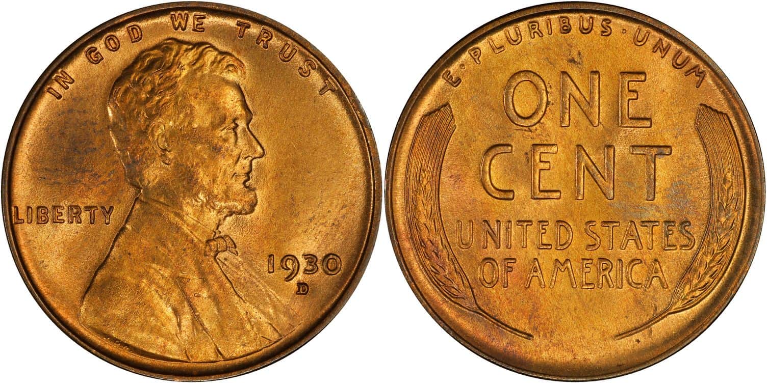 1930 D Wheat Penny, Repunched Mint Mark