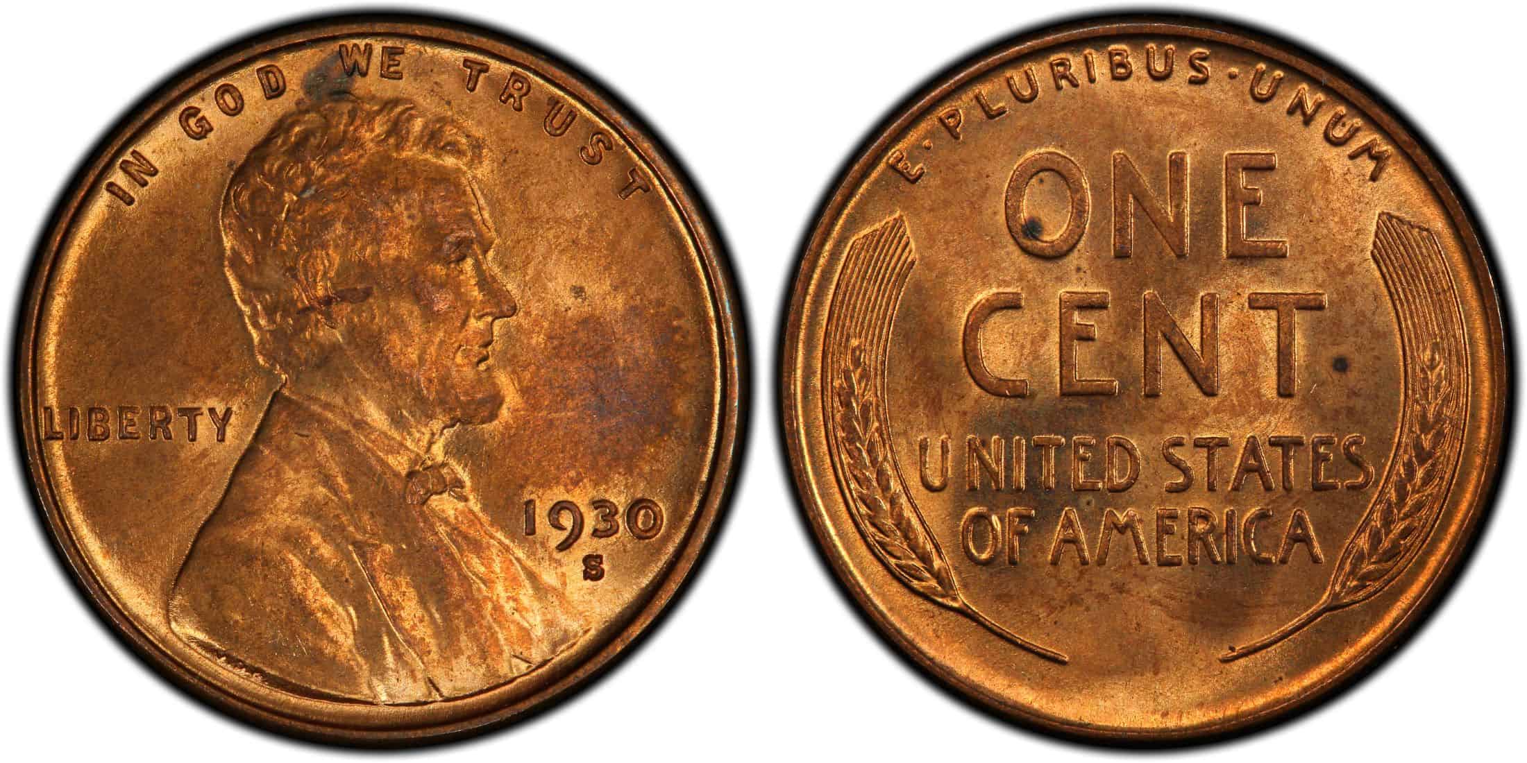 1930 S Wheat Penny, Repunched Mint Mark