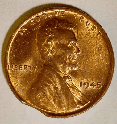 1945 Penny-Clipped Planchet