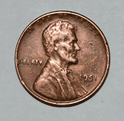 1951-S Wheat Penny S over D Overmintmark Error