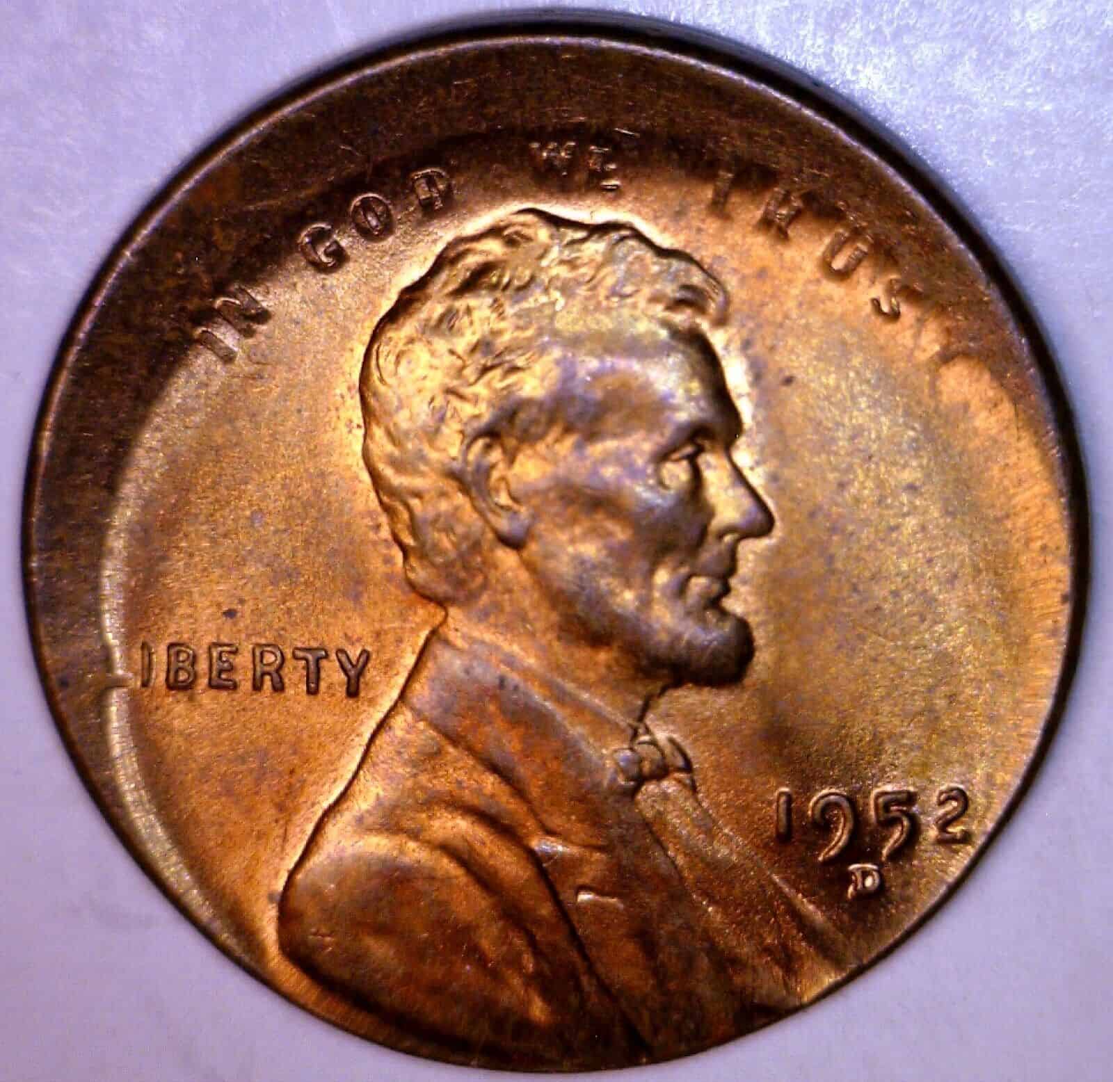1952 Wheat Penny Off-Center