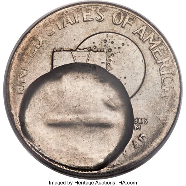 1976 Silver Dollar Quarter-dollar Planchet Indented (Reverse side) Error