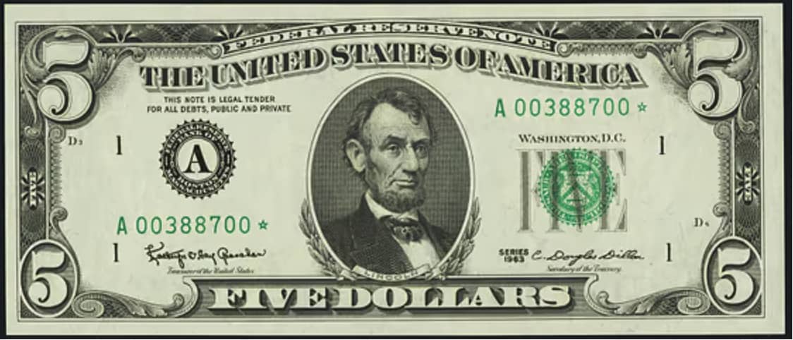 $5 Dollar Bill Value (Green Seal)