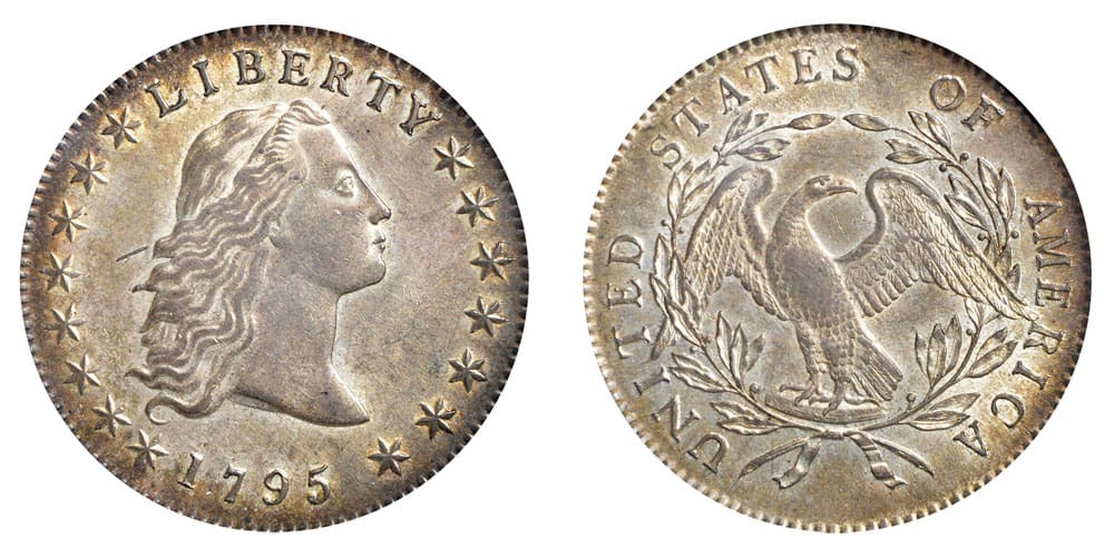 1795 Flowing Hair Silver Dollar 3 Leaves
