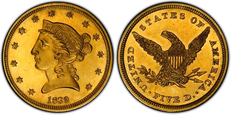 1839 Proof Half Eagle 