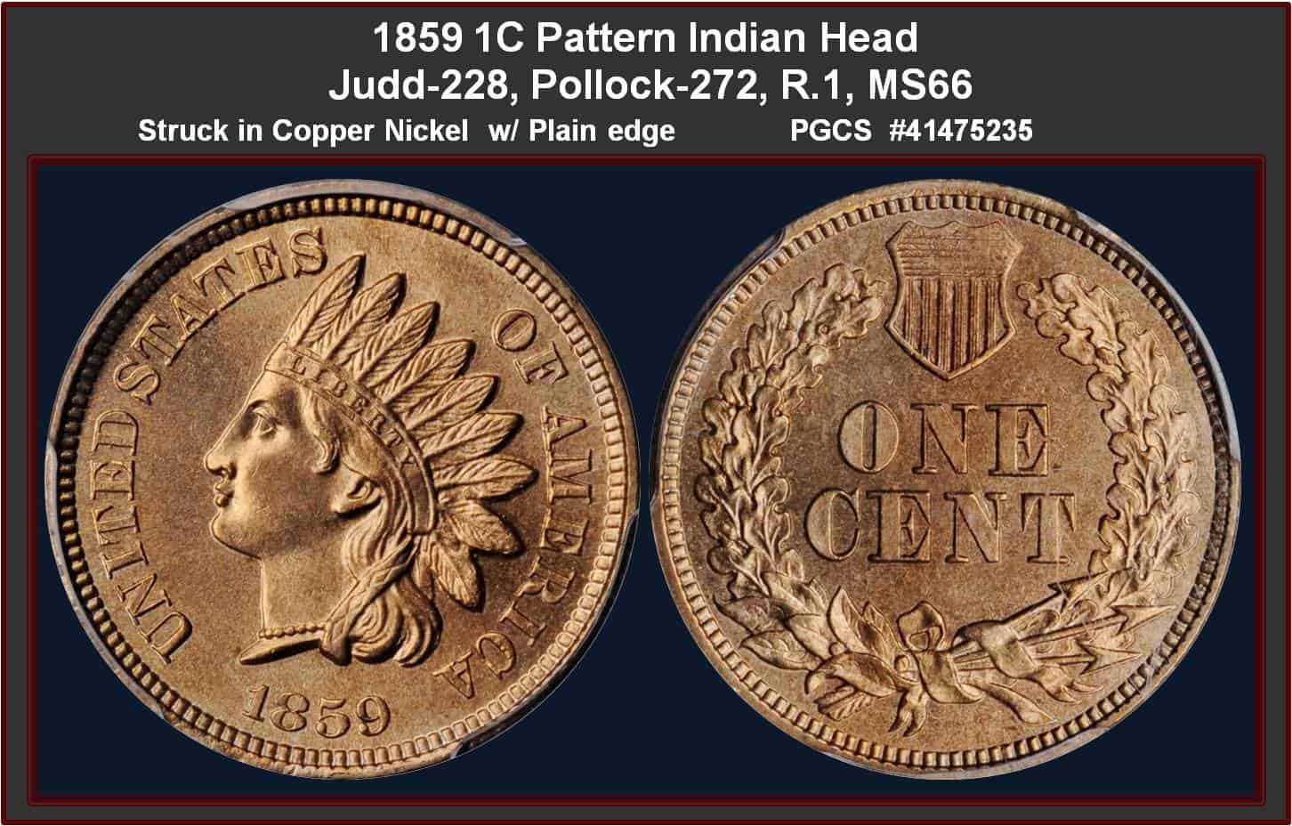 1859 Type 2 Back Indian Head Penny Value