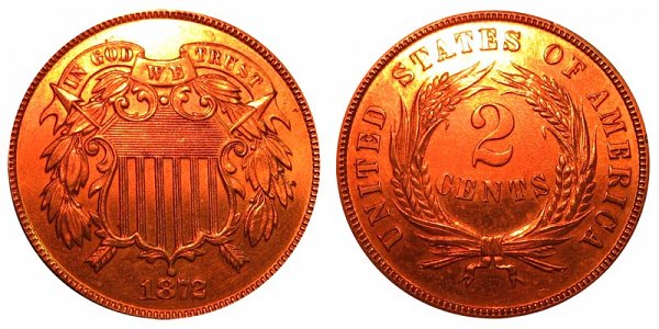 1872 "No Mint Mark" Two Cent Piece