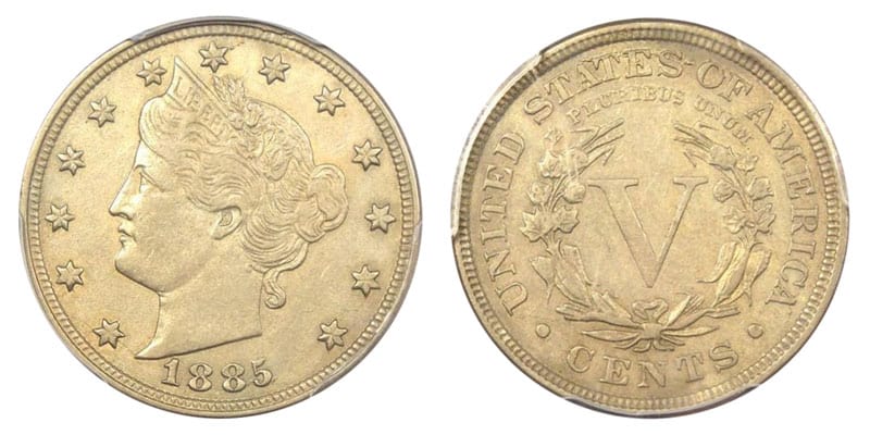 1885 V Nickel (P)