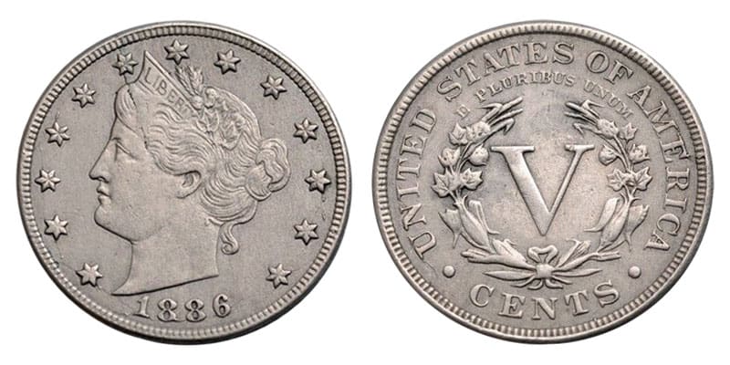 1886 V Nickel (P)