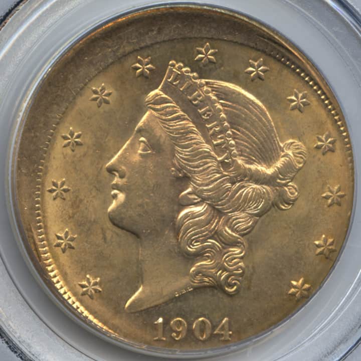 1904 "No Mint Mark" 20 Dollar Liberty Head Gold Coin - Off Center Error
