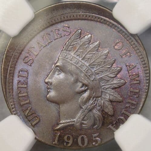 1905 Indian Head penny off-center strikes
