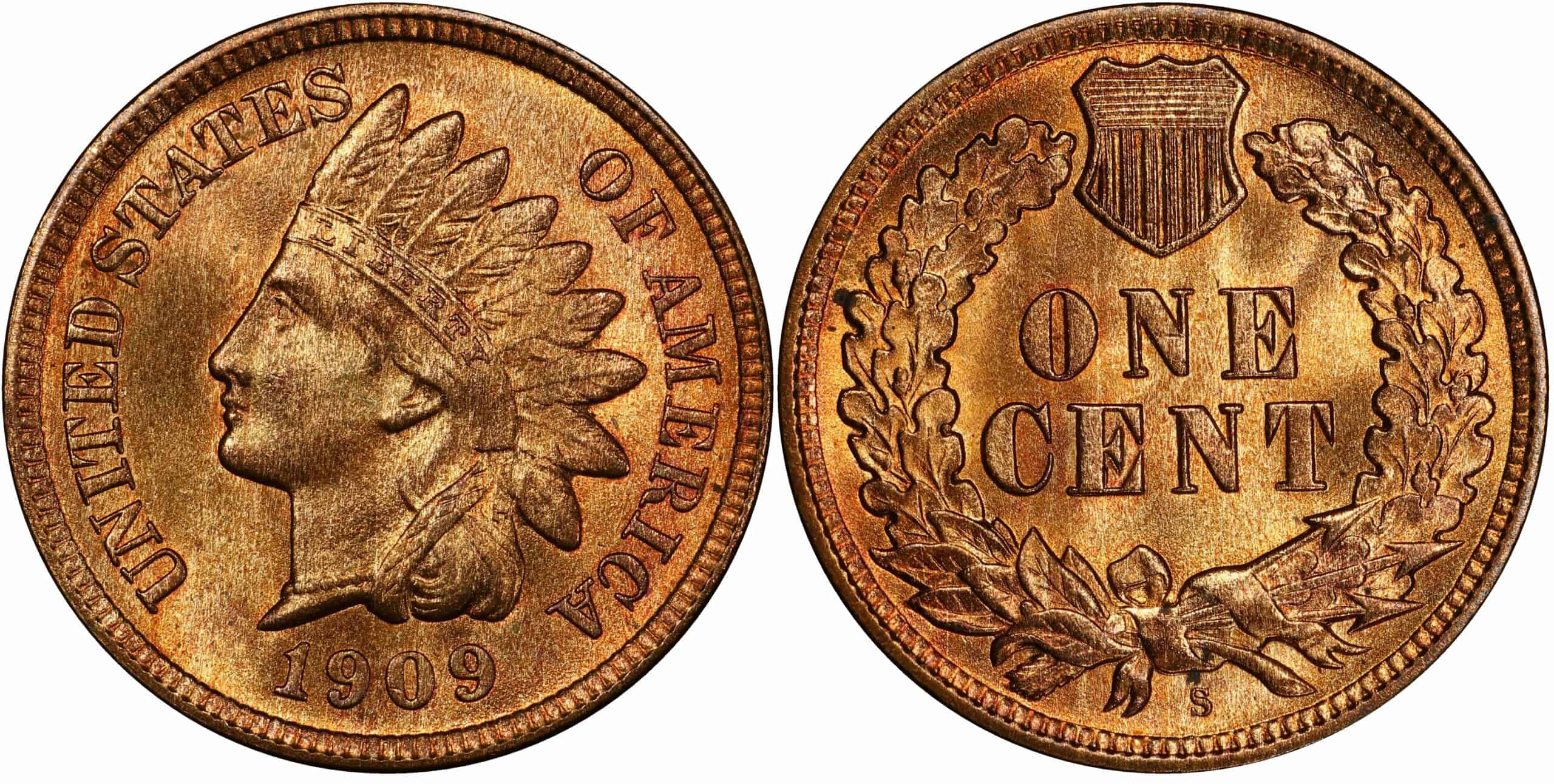 1909 S Indian Head Penny Coin