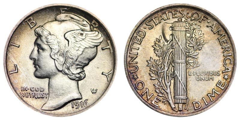 1916 Dime Value Details