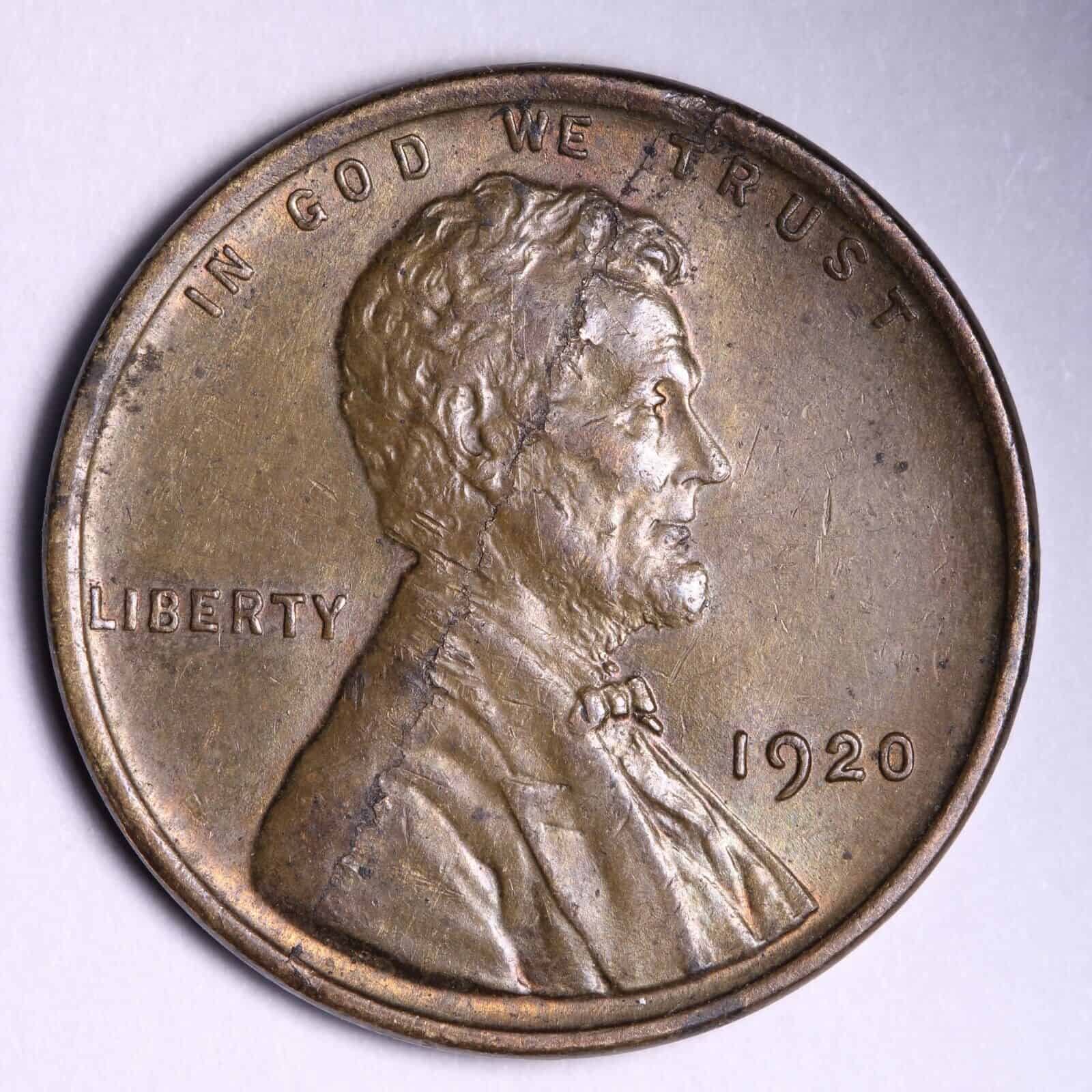 1920 Lincoln Wheat Penny Lamination Error