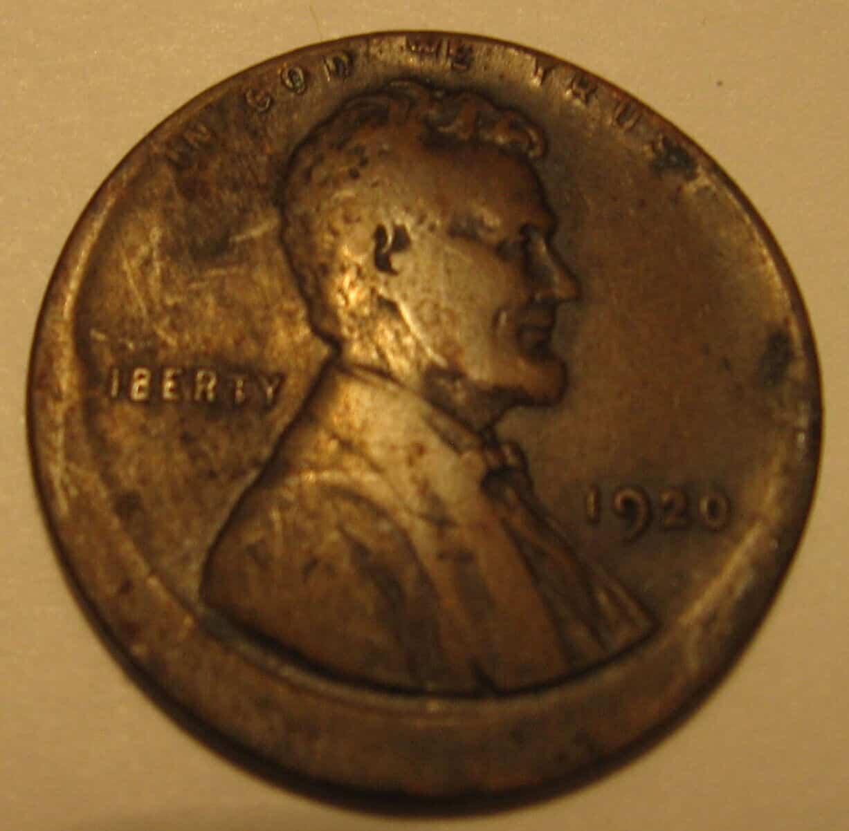 1920 Lincoln Wheat Penny Off-center Error