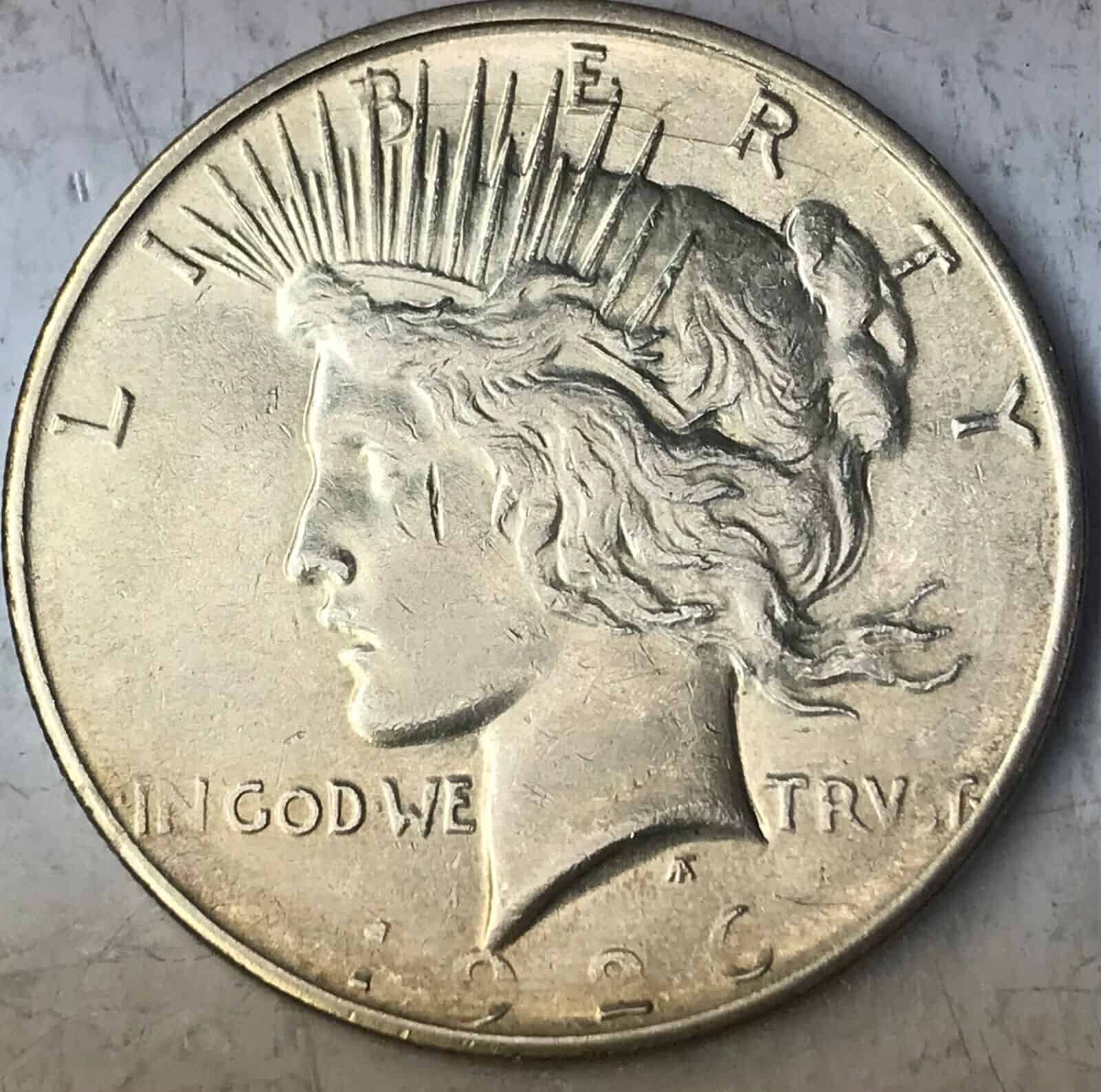 1926 Silver Dollar Obverse Struck Through Error