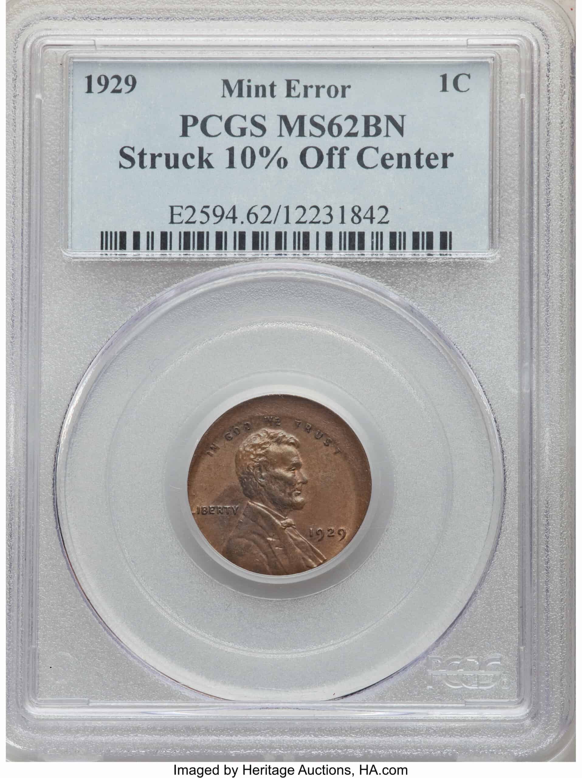 1929 Wheat Penny Off-Center