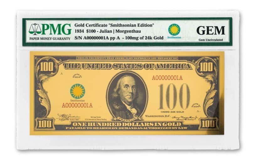 1934 24k Gold 100 Dollar Bill