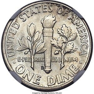 1951 Dime - Full Bands Variety