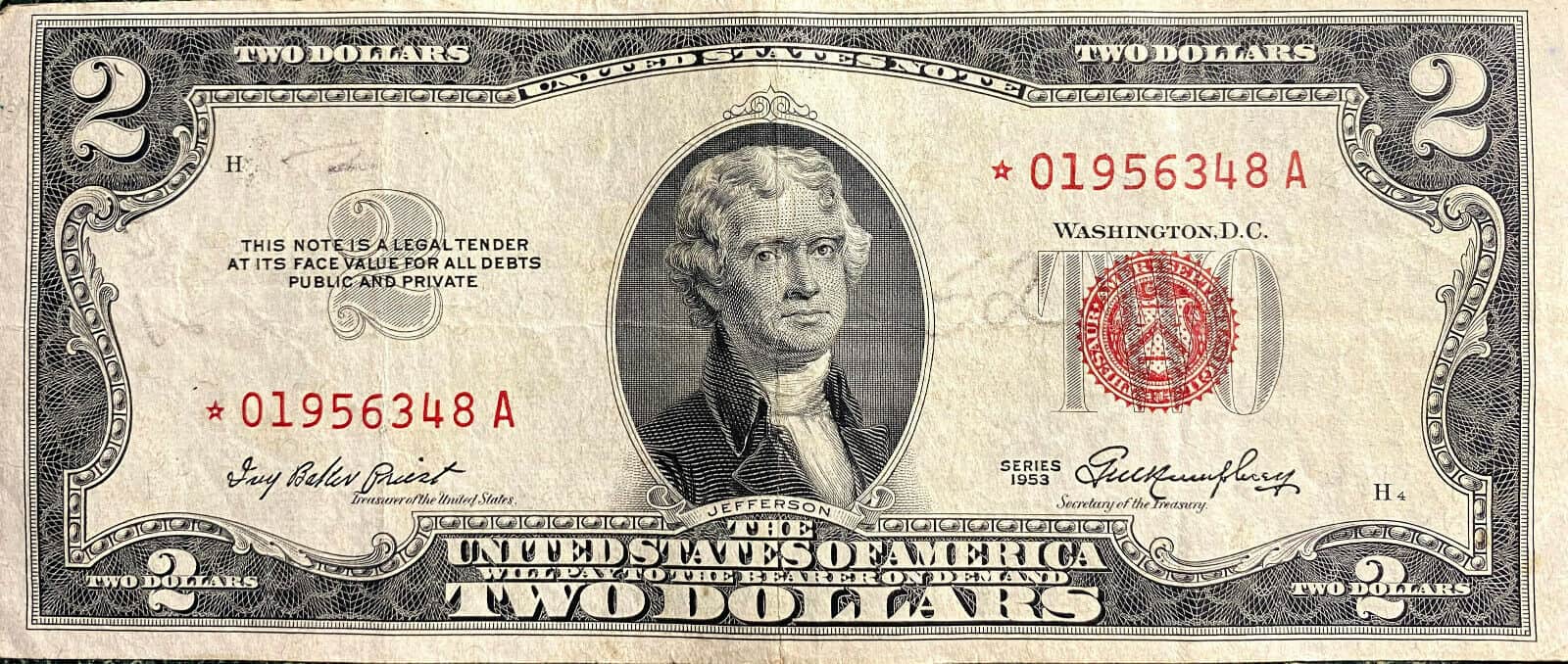 1953 $2 Star Bill Value