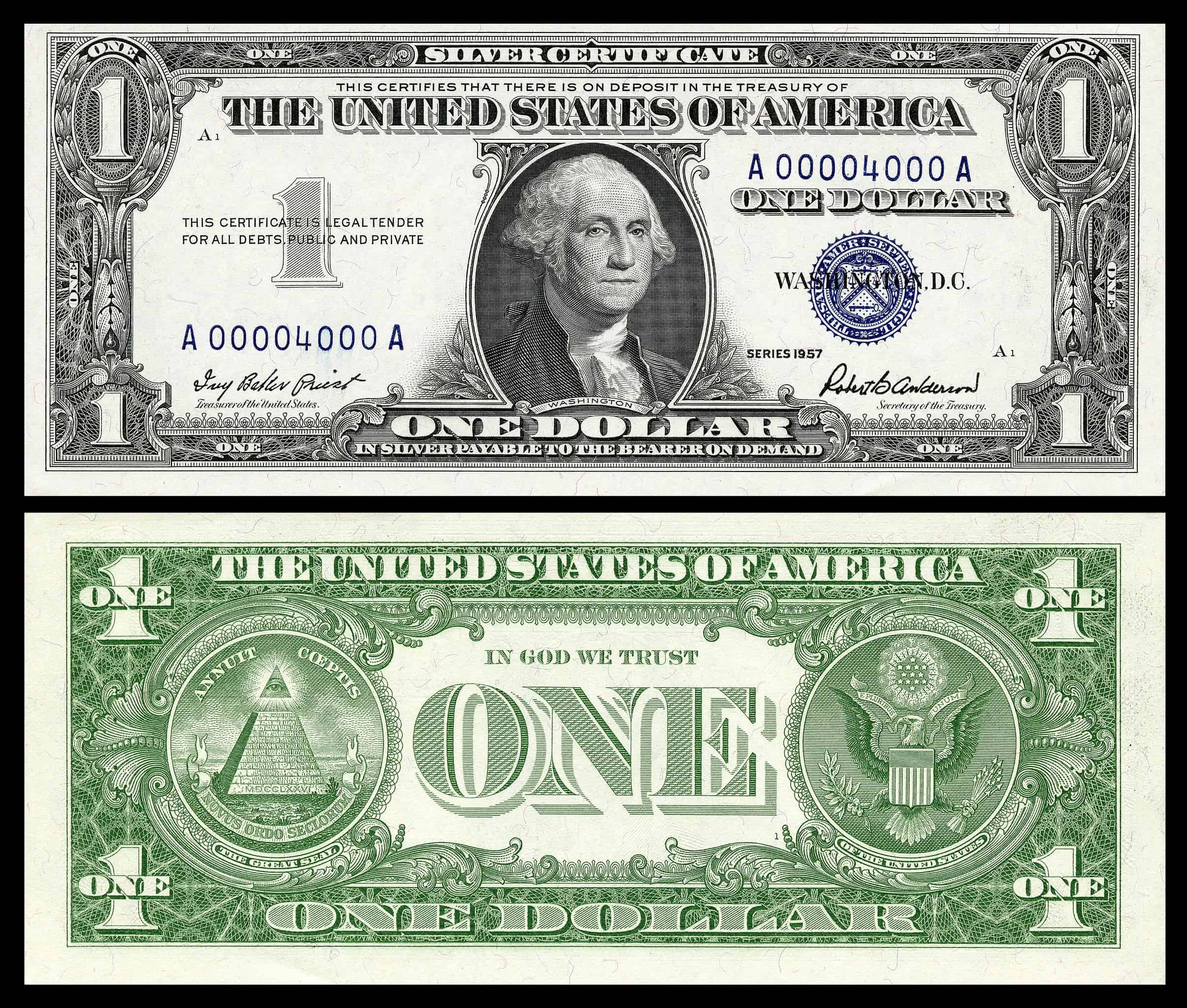 1957 Silver Certificate Dollar Bill Details