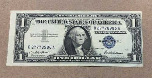 1957 Silver Certificate Dollar Bill Misaligned Printing