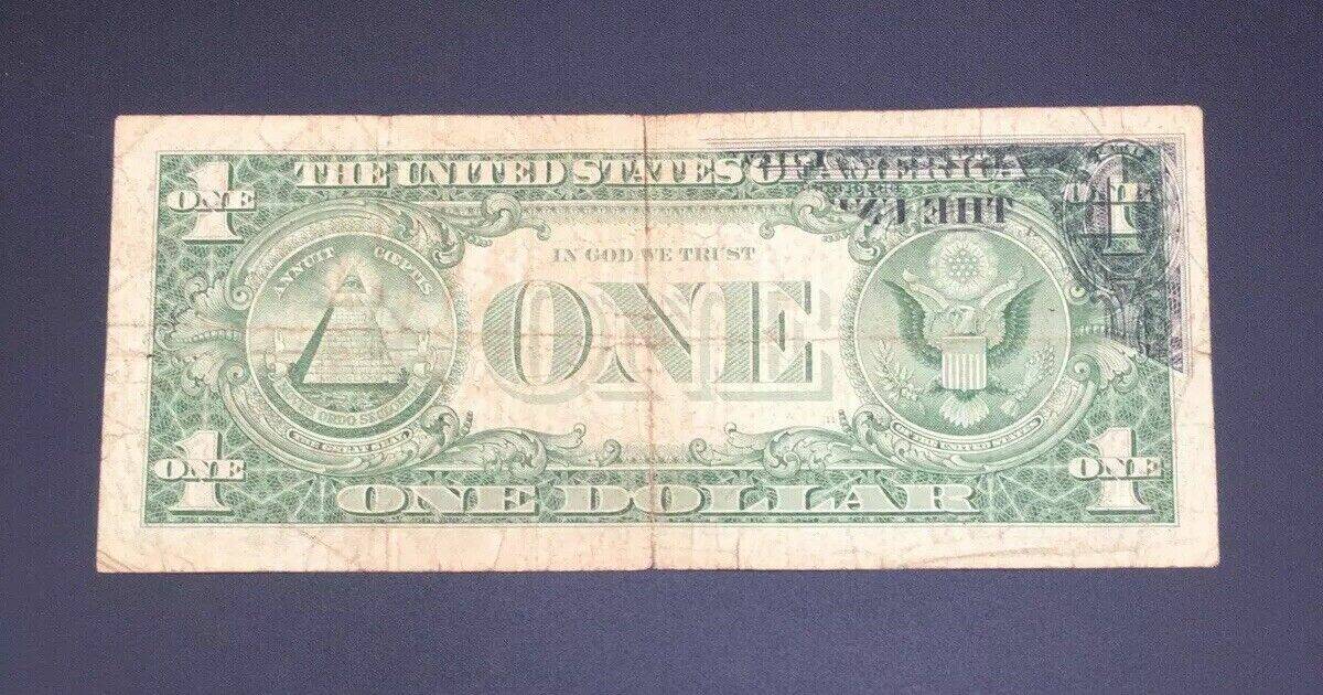 1957 Silver Certificate Dollar Bill Missing Printing