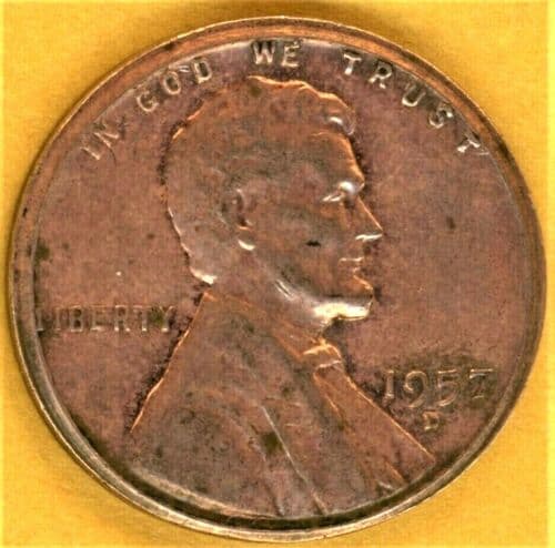 1957 Wheat Penny Off-Center