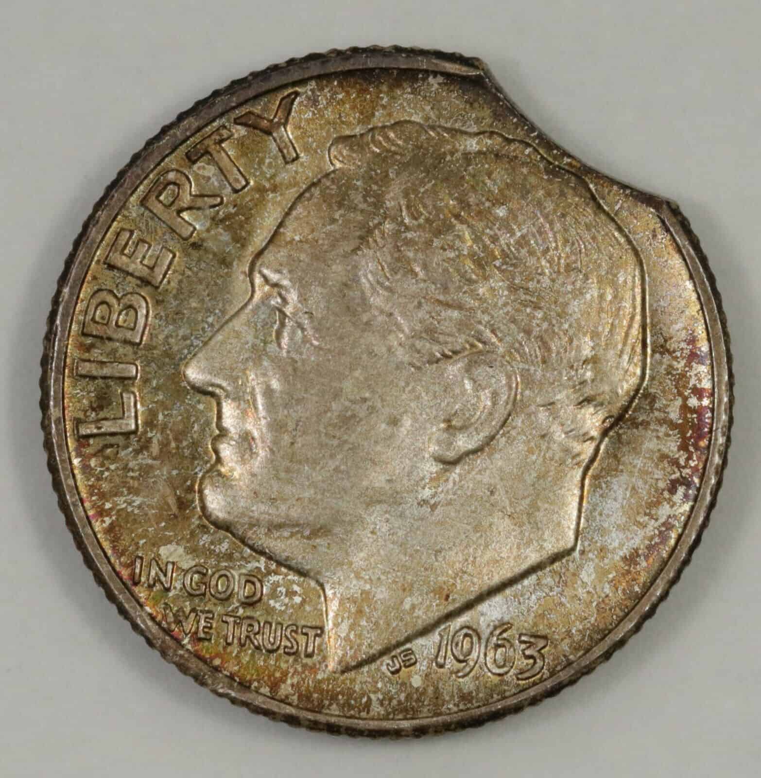 1963 Dime Clipped Planchet