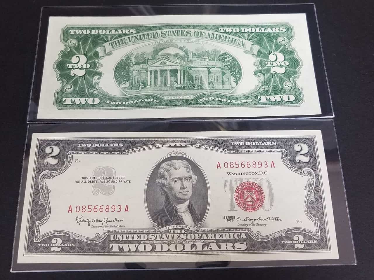 1963 Two Dollar Bill Details