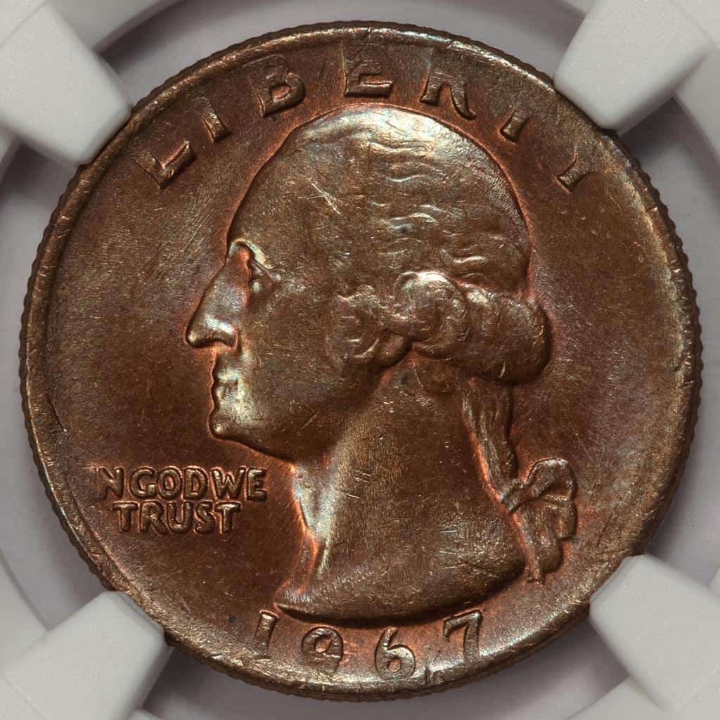 1967 Quarter Missing Obverse Clad Layer Error
