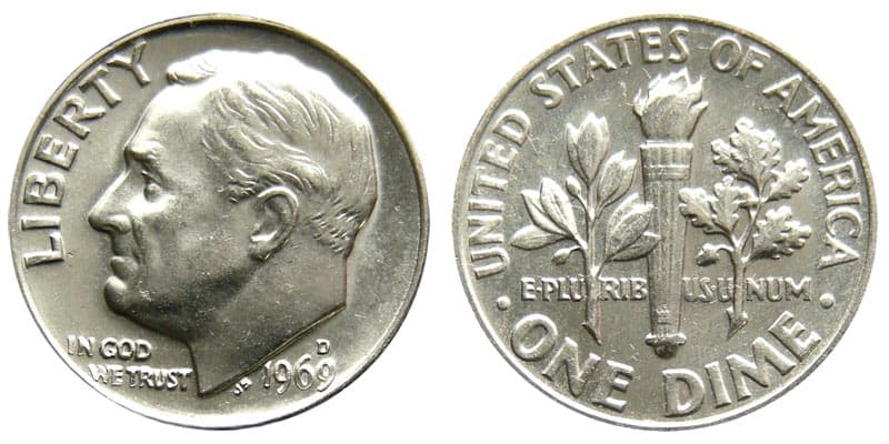 1969 D Roosevelt Dime Value