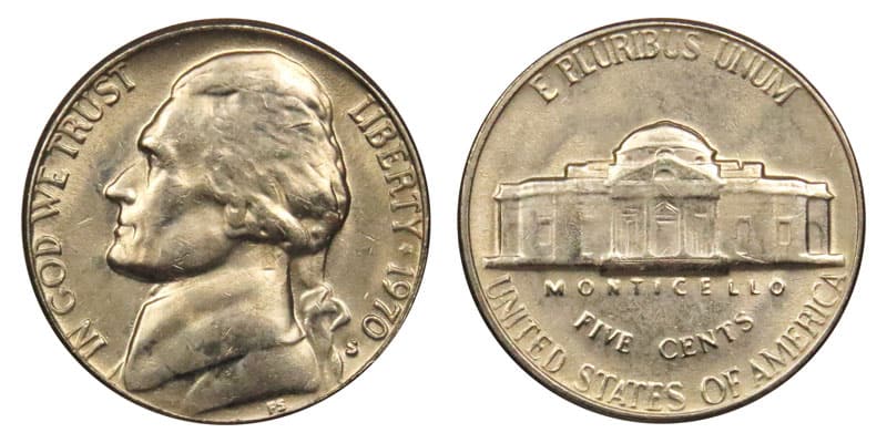 1970 Jefferson Nickel Details