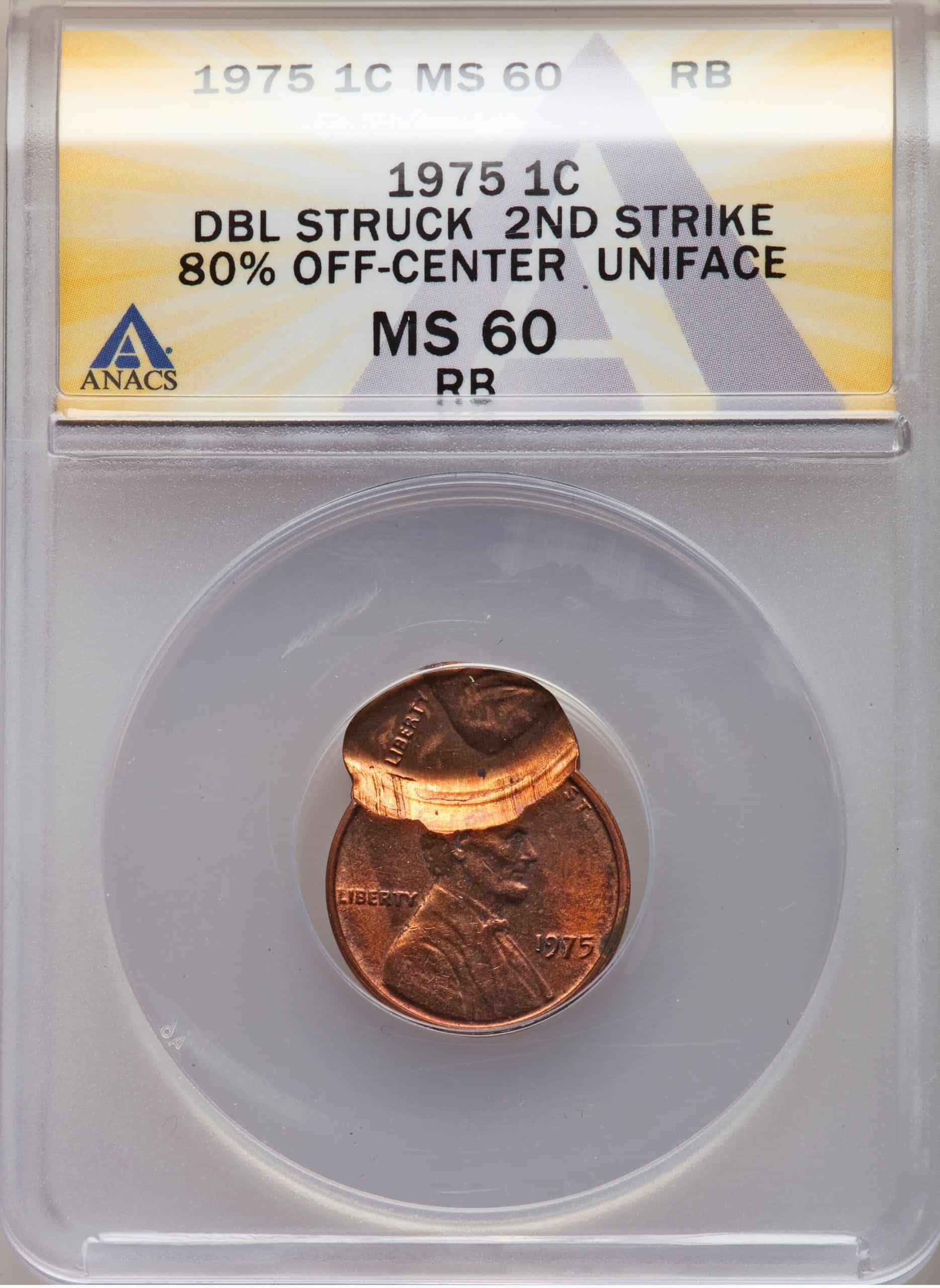 1975 Penny Double Strike Off-Center