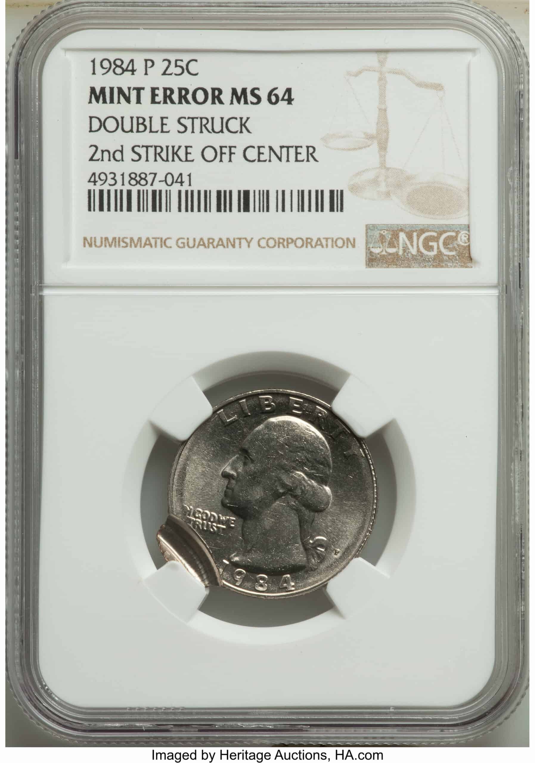 1984 Quarter Double Struck with Second Strike Off-center