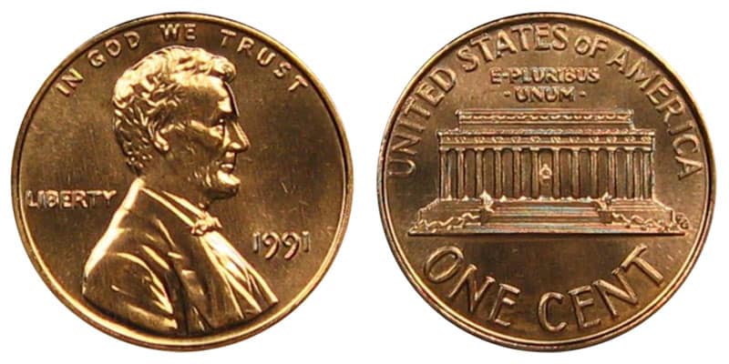 1991 Penny No Mint Mark