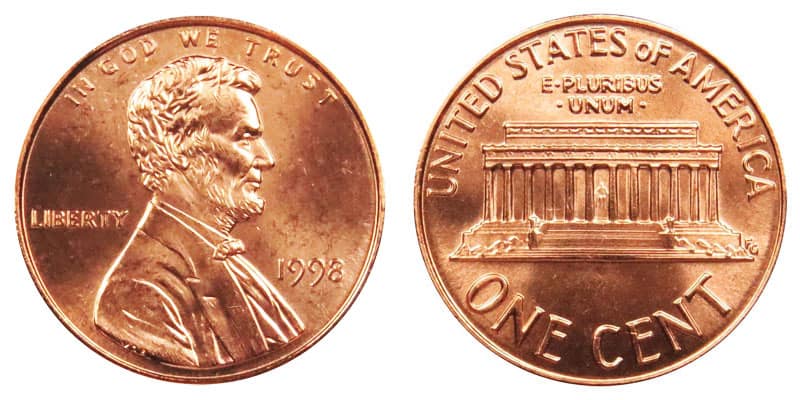1998 No mint Penny Value
