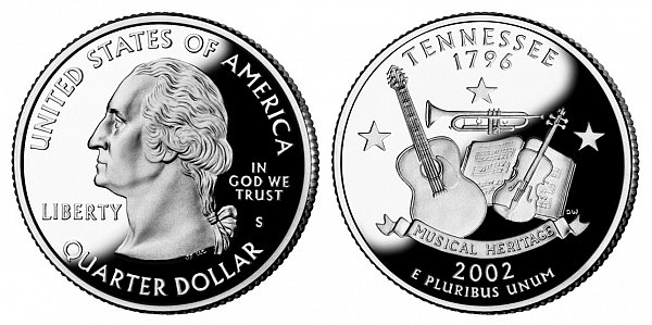 2002 (S) San Francisco Quarter Silver Proof - Tennessee