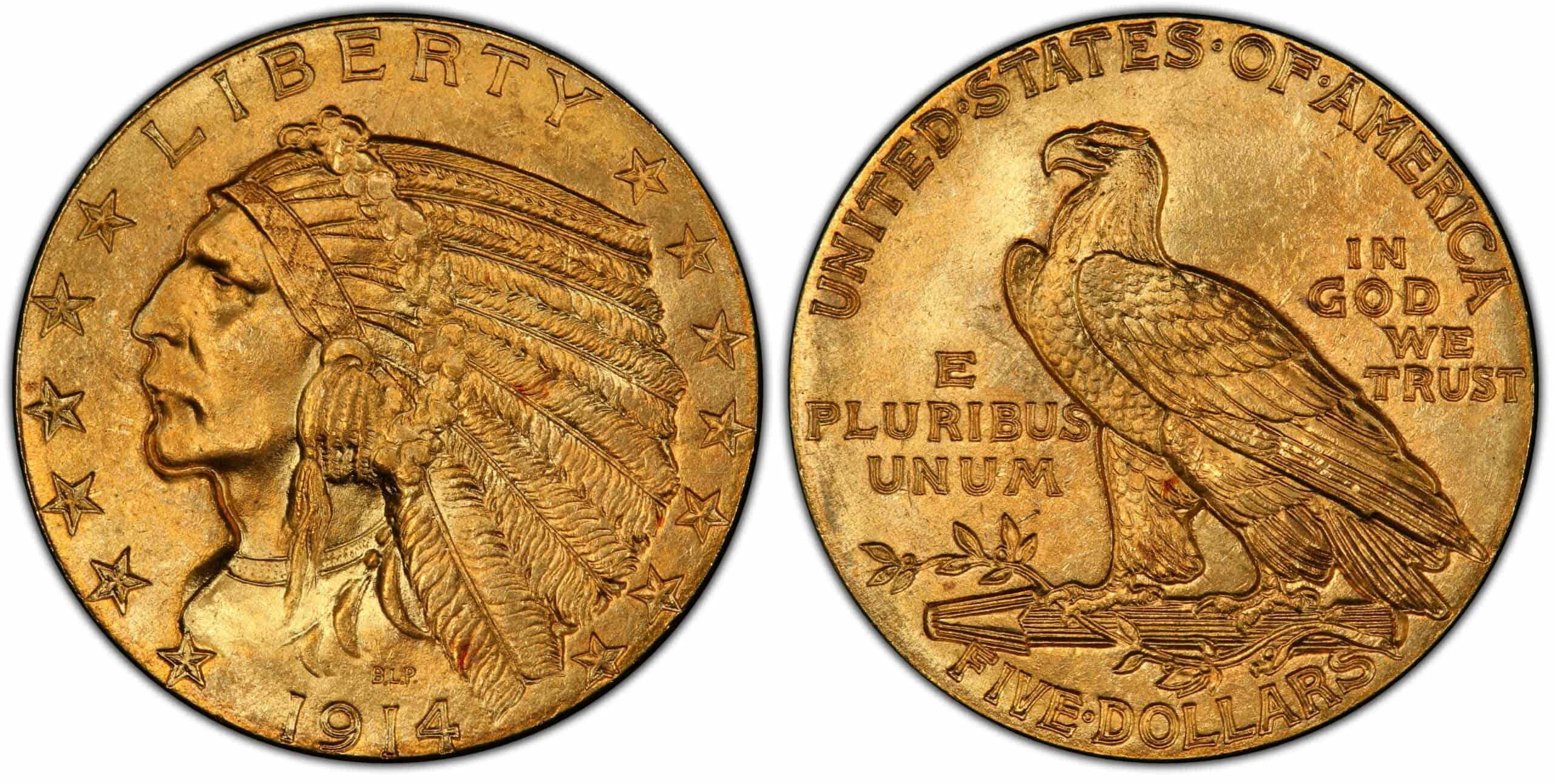 The 1914 Indian $5 gold coin